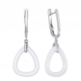 Серебряные серьги Золотые узоры 90-62-0196-00 с керамикой 90-62-0196-00 фото