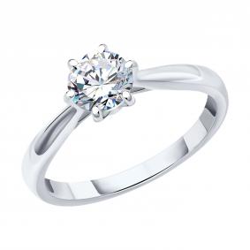 Кольцо из белого золота SOKOLOV 9010132-5 с бриллиантом выращенным 9010132-5 фото