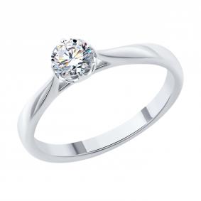 Кольцо из белого золота SOKOLOV 9010152-5 с бриллиантом выращенным 9010152-5 фото