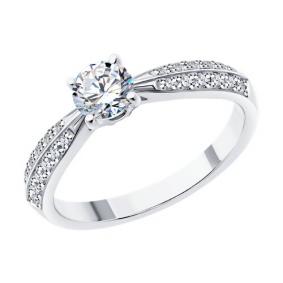 Кольцо из белого золота SOKOLOV 9010153-5 с бриллиантом выращенным 9010153-5 фото