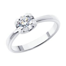 Кольцо из белого золота SOKOLOV 9010159-5 с бриллиантом выращенным 9010159-5 фото