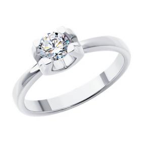 Кольцо из белого золота SOKOLOV 9010162-5 с бриллиантом выращенным 9010162-5 фото