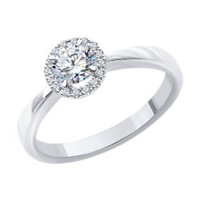 Кольцо из белого золота SOKOLOV 9010166-5 с бриллиантом выращенным 9010166-5 фото