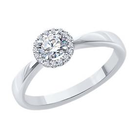 Кольцо из белого золота SOKOLOV 9010169-5 с бриллиантом выращенным 9010169-5 фото