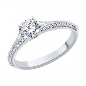 Кольцо из белого золота SOKOLOV 9010170-5 с бриллиантом выращенным 9010170-5 фото