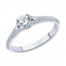 Кольцо из белого золота SOKOLOV 9010171-5 с бриллиантом выращенным 9010171-5 фото