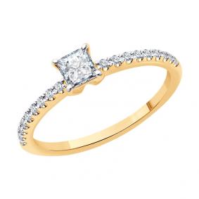 Золотое кольцо SOKOLOV 9010204-5 с бриллиантом выращенным 9010204-5 фото