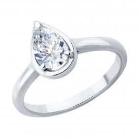 Кольцо из белого золота SOKOLOV 9010211-5 с бриллиантом выращенным 9010211-5 фото