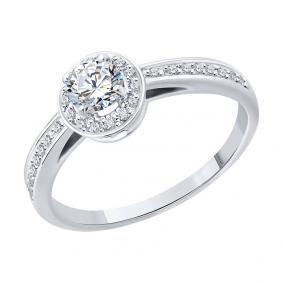 Кольцо из белого золота SOKOLOV 9010213-5 с бриллиантом выращенным 9010213-5 фото