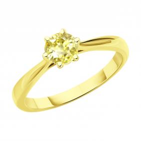 Кольцо из лимонного золота SOKOLOV 9010215 с бриллиантом 9010215 фото
