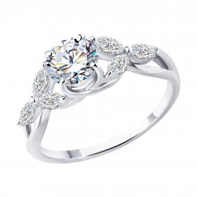 Кольцо из белого золота SOKOLOV 9010234-5 с бриллиантом выращенным 9010234-5 фото