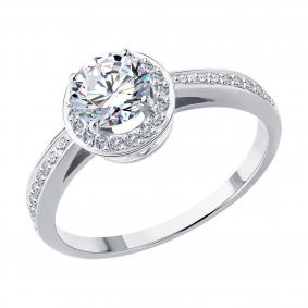 Кольцо из белого золота SOKOLOV 9010236-5 с бриллиантом выращенным 9010236-5 фото