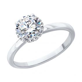 Кольцо из белого золота SOKOLOV 9010250-5 с бриллиантом выращенным 9010250-5 фото