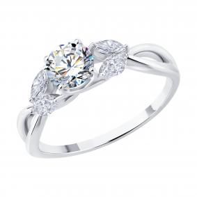 Кольцо из белого золота SOKOLOV 9010253-5 с бриллиантом выращенным 9010253-5 фото