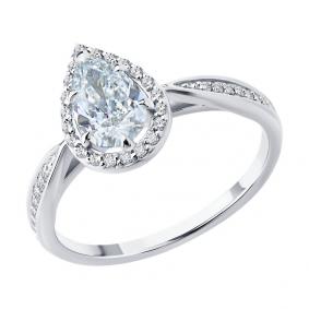 Кольцо из белого золота SOKOLOV 9010255-5 с бриллиантом выращенным 9010255-5 фото