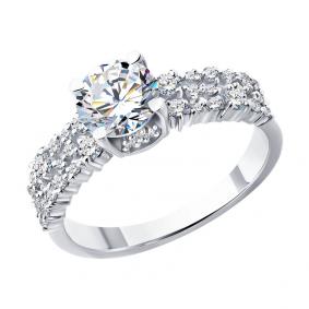 Кольцо из белого золота SOKOLOV 9010257-5 с бриллиантом выращенным 9010257-5 фото