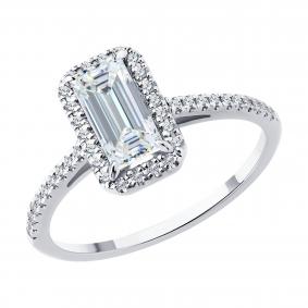 Кольцо из белого золота SOKOLOV 9010258-3-5 с бриллиантом выращенным 9010258-3-5 фото