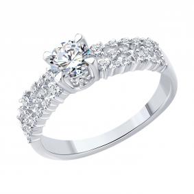 Кольцо из белого золота SOKOLOV 9010264-3-5 с бриллиантом выращенным 9010264-3-5 фото