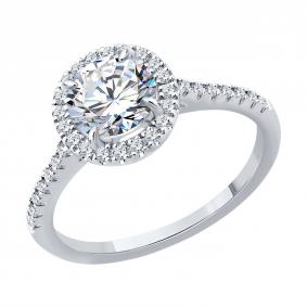 Кольцо из белого золота SOKOLOV 9010268-3-5 с бриллиантом выращенным 9010268-3-5 фото