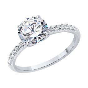 Кольцо из белого золота SOKOLOV 9010273-3-5 с бриллиантом выращенным 9010273-3-5 фото