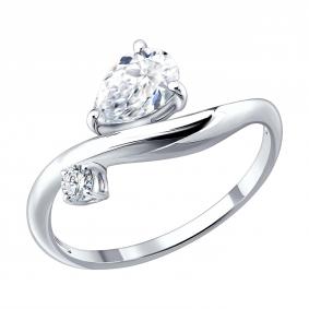 Кольцо из белого золота SOKOLOV 9010329-3-5 с бриллиантом выращенным 9010329-3-5 фото