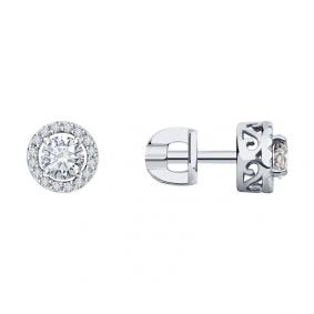 Серьги из белого золота SOKOLOV 9020011-36 с бриллиантом 9020011-36 фото