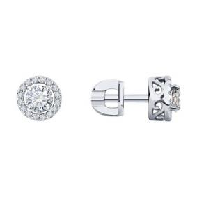 Серьги из белого золота SOKOLOV 9020011-57 с бриллиантом 9020011-57 фото
