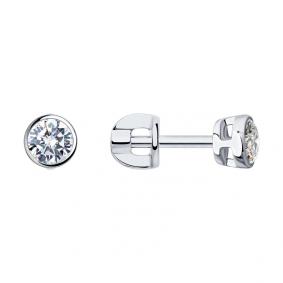 Серьги из белого золота SOKOLOV 9020024-36 с бриллиантом 9020024-36 фото