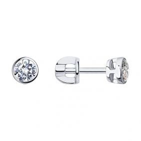 Серьги из белого золота SOKOLOV 9020024-5 с бриллиантом выращенным 9020024-5 фото
