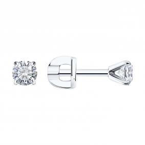 Серьги из белого золота SOKOLOV 9020026-66 с бриллиантом 9020026-66 фото