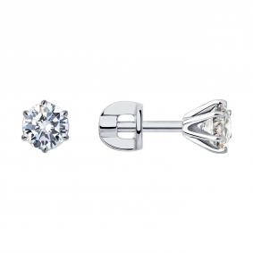 Серьги из белого золота SOKOLOV 9020029-36 с бриллиантом 9020029-36 фото