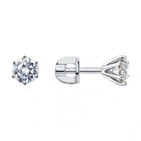 Серьги из белого золота SOKOLOV 9020029-5 с бриллиантом выращенным 9020029-5 фото