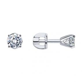 Серьги из белого золота SOKOLOV 9020030-36 с бриллиантом 9020030-36 фото