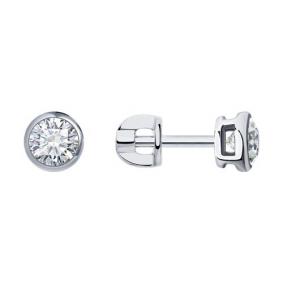 Серьги из белого золота SOKOLOV 9020033-47 с бриллиантом 9020033-47 фото