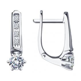 Серьги из белого золота SOKOLOV 9020042-36 с бриллиантом 9020042-36 фото