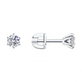Серьги из белого золота SOKOLOV 9020050-5 с бриллиантом выращенным 9020050-5 фото