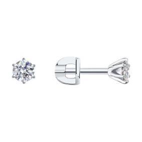 Серьги из белого золота SOKOLOV 9020050-66 с бриллиантом 9020050-66 фото