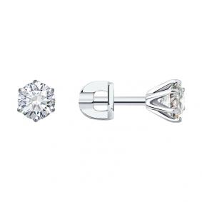 Серьги из белого золота SOKOLOV 9020053-36 с бриллиантом 9020053-36 фото