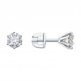 Серьги из белого золота SOKOLOV 9020053-66 с бриллиантом 9020053-66 фото