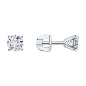Серьги из белого золота SOKOLOV 9020056-36 с бриллиантом 9020056-36 фото