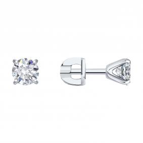 Серьги из белого золота SOKOLOV 9020056-5 с бриллиантом выращенным 9020056-5 фото