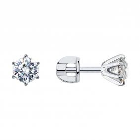 Серьги из белого золота SOKOLOV 9020060-46 с бриллиантом 9020060-46 фото