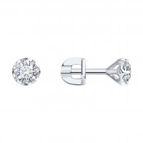 Серьги из белого золота SOKOLOV 9020061-5 с бриллиантом выращенным 9020061-5 фото