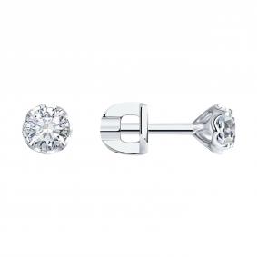 Серьги из белого золота SOKOLOV 9020062-5 с бриллиантом выращенным 9020062-5 фото
