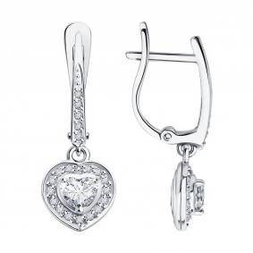 Золотые серьги SOKOLOV 9020063-5 с бриллиантом выращенным 9020063-5 фото