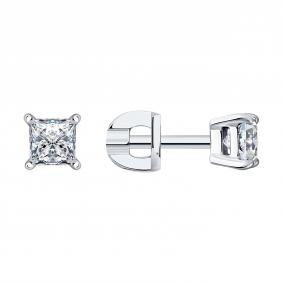 Серьги из белого золота SOKOLOV 9020068-47 с бриллиантом 9020068-47 фото
