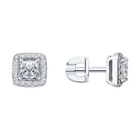 Серьги из белого золота SOKOLOV 9020072-5 с бриллиантом выращенным 9020072-5 фото