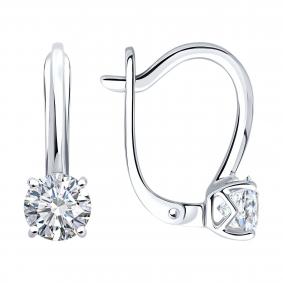 Серьги из белого золота SOKOLOV 9020091-5 с бриллиантом выращенным 9020091-5 фото
