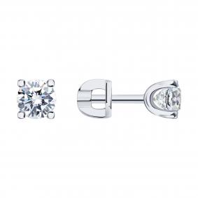 Серьги из белого золота SOKOLOV 9020094-5 с бриллиантом выращенным 9020094-5 фото