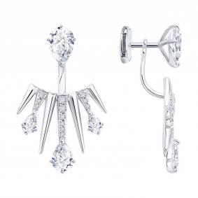 Золотые серьги SOKOLOV 9020099-3-5 с бриллиантом выращенным 9020099-3-5 фото